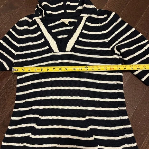Saint Tropez West Cotton Hoodie Navy & Cream Strips Size‎ M. Heavy. Warm. Causal - Picture 7 of 8